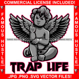 Trap Life Gangster Statue Angel Wings Showing Middle Finger Mean Face Gangster Famous Hustle Hip Hop Rap Rapper Plug Trap Street Hood Hustler Hustling Trapper Quote Art Graphic Design Logo T-Shirt Print Printing JPG PNG SVG Vector Cut File