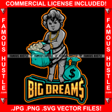 Big Dreams Gangster Baby Statue Cash Money Bags Gold Necklace Watch Hip Hop Rap Rapper Plug Trap Street Hood Ghetto Swag Thug Hustler Hustling Famous Hustle Baller Trapper Quote Art Graphic Design Logo T-Shirt Print Printing JPG PNG SVG Vector Cut File
