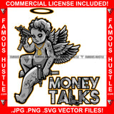 Money Talks Gangster Statue Demon Wings Tattoo Tears Mean Face Machine Gun Gold Necklace Jewelry Dripping Gangster Famous Hustle Hip Hop Rap Rapper Plug Trap Street Hood Quote Art Graphic Design Logo T-Shirt Print Printing JPG PNG SVG Vector Cut File