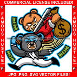 Gangster Teddy Bears White Eyes Scar Face Gold Teeth Gun Robbing Op Opp Enemy Money Bag Cash Raining Down Hip Hop Rapper Plug Trap Hood Ghetto Swag Thug Hustler Hustling Drip Rich Art Graphic Design Logo T-Shirt Print Printing JPG PNG SVG Vector Cut File