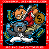 Gangster Teddy Bears White Eyes Scar Face Gold Teeth Gun Robbing Op Opp Enemy Money Bag Cash Raining Down Hip Hop Rapper Plug Trap Hood Ghetto Swag Thug Hustler Hustling Drip Rich Art Graphic Design Logo T-Shirt Print Printing JPG PNG SVG Vector Cut File