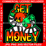 Get Money Teddy Bear Escaping Prison Uniform Smoking Cigar Blunt Scar Face Money Bag Cash Tattoo Hip Hop Rap Hustler Drip Thug Gang Street Mafia Mob Ghetto Famous Hustle Quote Art Graphic Design Logo T-Shirt Print Printing JPG PNG SVG Vector Cut File