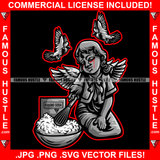 Blood Crying Gangster Angel Wings Sparrows Statue Cooking Baking Soda Drug Tattoo Tears Graffiti Tattoo Rap Plug Trap Hood Thug Gang Street Mafia Mob Cartoon Famous Hustle Art Graphic Design Logo T-Shirt Print Printing JPG PNG SVG Vector Cut File