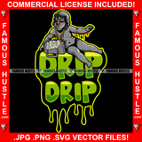 Drip Drip Gangster Baby Statue Cash Money Bag Gold Necklace Eyes Red Dripping Hip Hop Rap Plug Street Hood Ghetto Swag Thug Hustler Hustling Famous Hustle Baller Trapper Quote Art Graphic Design Logo T-Shirt Print Printing JPG PNG SVG Vector Cut File