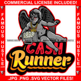 Cash Runner Gangster Baby Statue Wings Money Bag Gold Necklace Eyes Red Dripping Hip Hop Rap Plug Street Hood Ghetto Swag Thug Hustler Hustling Famous Hustle Baller Trapper Quote Art Graphic Design Logo T-Shirt Print Printing JPG PNG SVG Vector Cut File