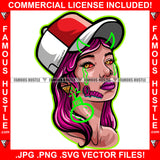 Sexy Gangster Lady Pink Hair Female Cap Bloody Red Eyes Tattoo Face Queen Tear Drop Dripping Girl Hip Hop Rap Trap Hustler Famous Hustle Hustling Art Graphic Design Logo T-Shirt Print Printing JPG PNG SVG Vector Cut File