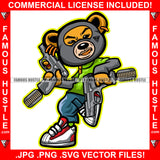 Gangster Teddy Bear Ski Mask Showing Gold Teeth Necklace Chain Jewelry Pistol Guns Tattoo Hip Hop Rap Hustler Boss Drip Swag Art Graphic Design Logo T-Shirt Print Printing JPG PNG SVG Vector Cut File