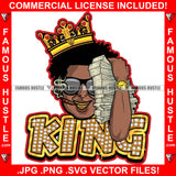 Gangster King Black Man Cash Money Stack Gold Crown Jewelry Necklace Sunglasses Smoking Smoke Dollar Sign Hip Hop Rap Trap Street Hood Ghetto Thug Hustler Drip Famous Hustle Art Graphic Design Logo T-Shirt Print Printing JPG PNG SVG Vector Cut File