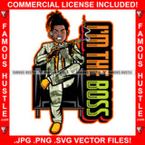 I'M The Boss Gangster Boy $100 Bill Pattern Clothes Outfit Gold Jewelry Machine Gun Smoking Tattoo Rap Plug Trap Street Hood Ghetto Thug Hustler Drip Dripping Savage Famous Hustle Badass Quote Art Graphic Design Print Printing Vector SVG Cut File