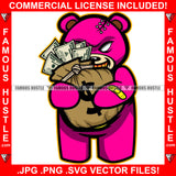 Gangster Teddy Bears White Eyes Scar Face Gold Teeth Cash Money Bag Hip Hop Rapper Plug Trap Hood Ghetto Swag Thug Hustler Hustling Drip Rich Art Graphic Design Logo T-Shirt Print Printing JPG PNG SVG Vector Cut File