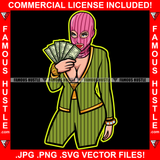 Boss Bitch Sexy Gangster Lady Female Pink Ski Mask Sexy Dress Gold Jewelry Cash Money Hip Hop Rap Plug Trap Street Hood Ghetto Hustler Hustling Drip Rich Thug Famous Hustle Art Graphic Design Logo Print Printing Vector SVG Cut File