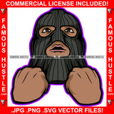 Famous Hustle Gangster Black Ski Mask Wearing Mean Face Hip Hop Rap Rapper Plug Trap Street Hood Ghetto Swag Thug Hustler Hustling Baller Art Graphic Design Logo T-Shirt Print Printing JPG PNG SVG Vector Cut File