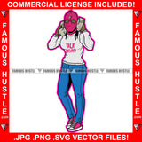 Only Cash Sexy Female Pink Ski Mask Woman Holding Cell Phone Money Stacks Tattoo Hip Hop Rap Hustler Drip Trap Hood Thug Street Mafia Mob Ghetto Famous Hustle Art Graphic Design Logo T-Shirt Print Printing JPG PNG SVG Vector Cut File