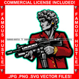 Shoot To Kill Street Demon Man Statue Wings Gold Jewelry Machine Gun Red Coat Dress Tattoo Hip Hop Rap Drip Hood Street Mafia Mob Ghetto Famous Hustle Art Graphic Design Logo T-Shirt Print Printing JPG PNG SVG Vector Cut File