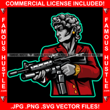 Shoot To Kill Street Demon Man Statue Wings Gold Jewelry Machine Gun Red Coat Dress Tattoo Hip Hop Rap Drip Hood Street Mafia Mob Ghetto Famous Hustle Art Graphic Design Logo T-Shirt Print Printing JPG PNG SVG Vector Cut File