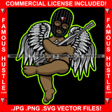 Gang Street Angel Wings Statue Ski Mask Machine Gun Hip Hop Rap Rapper Plug Trap Street Hood Ghetto Swag Thug Hustler Hustling Flex Drip Famous Hustle Art Graphic Design Logo T-Shirt Print Printing JPG PNG SVG Vector Cut File