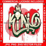 King Bloody Blood Arround Crown Quote Hip Hop Rap Hood Hustler Boss Famous Hustle Pinup Pin Up Model Hustling Art Graphic Design Logo T-Shirt Print Printing JPG PNG SVG Vector Cut File