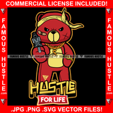 Hustle For Life Gangster Teddy Bear Burglar Mask Scar Face Gun Gold Chain Necklace Tattoo Hip Hop Rap Rapper Plug Trap Street Hood Ghetto Thug Hustler Hustling Drip Famous Quote Art Graphic Design Logo T-Shirt Print Printing JPG PNG SVG Vector Cut File