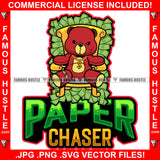Paper Chaser Gangster Red Teddy Bear Gold Dollar Sign Chain Necklace Cash Money Chair Hip Hop Rap Rapper Plug Trap Street Hood Ghetto Swag Thug Hustler Hustling Famous Hustle Quote Art Graphic Design Logo T-Shirt Print Printing JPG PNG SVG Vector Cut File