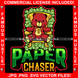Paper Chaser Gangster Red Teddy Bear Gold Dollar Sign Chain Necklace Cash Money Chair Hip Hop Rap Rapper Plug Trap Street Hood Ghetto Swag Thug Hustler Hustling Famous Hustle Quote Art Graphic Design Logo T-Shirt Print Printing JPG PNG SVG Vector Cut File