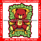 Paper Chaser Gangster Red Teddy Bear Gold Dollar Sign Chain Necklace Cash Money Chair Hip Hop Rap Rapper Plug Trap Street Hood Ghetto Swag Thug Hustler Hustling Famous Hustle Art Graphic Design Logo T-Shirt Print Printing JPG PNG SVG Vector Cut File