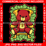 Paper Chaser Gangster Red Teddy Bear Gold Dollar Sign Chain Necklace Cash Money Chair Hip Hop Rap Rapper Plug Trap Street Hood Ghetto Swag Thug Hustler Hustling Famous Hustle Art Graphic Design Logo T-Shirt Print Printing JPG PNG SVG Vector Cut File