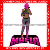 Mafia Sexy Gangster Woman Ski Mask Machine Gun High Heels Hip Hop Rap Girl Hood Swag Thug Flex Drip Famous Hustle Quote Art Graphic Design Logo T-Shirt Print Printing JPG PNG SVG Vector Cut File