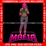 Mafia Sexy Gangster Woman Ski Mask Machine Gun High Heels Hip Hop Rap Girl Hood Swag Thug Flex Drip Famous Hustle Quote Art Graphic Design Logo T-Shirt Print Printing JPG PNG SVG Vector Cut File