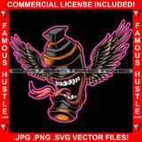 Famous Hustle Gangster Black Spray Bottle Angry Demon Wings Tongue Out Hip Hop Rap Rapper Plug Trap Street Hood Ghetto Swag Thug Hustler Hustling Baller Trapper Art Graphic Design Logo T-Shirt Print Printing JPG PNG SVG Vector Cut File