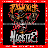 Famous Hustle Gangster Black Spray Bottle Angry Demon Wings Tongue Out Hip Hop Rap Rapper Plug Trap Street Hood Ghetto Swag Thug Hustler Hustling Baller Trapper Quote Art Graphic Design Logo T-Shirt Print Printing JPG PNG SVG Vector Cut File