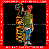 OutLaw Gangster Boy Man Ski Mask Pointing Gun Sagging Pant Gold Jewelrry Hip Hop Rap Plug Trap Street Hood Ghetto Swag Thug Drip Dripping Famous Hustle Quote Art Graphic Design Logo T-Shirt Print Printing JPG PNG SVG Vector Cut File