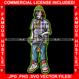 Gangster President Ben Franklin Suit Gold Jewelry Joker Face Winter Knit Hat Robber Cap Machine Gun Hip Hop Rap Plug Trap Hood Ghetto Swag Thug Drip Savage Gangsta Famous Hustle Rich Art Graphic Design Print Printing Vector SVG Cut File