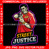 Street Justice Gangster President Ben Franklin Abusing Gold Chain Necklace Pistol Get Active Gang Hip Hop Rap Trap Street Hood Ghetto Thug Hustler Hustling Famous Hustle Quote Art Graphic Design Logo T-Shirt Print Printing JPG PNG SVG Vector Cut File