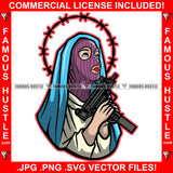 Blessed Forever Dripping Sexy Gangster Woman Red Lips Wearing Ski Mask Machine Gun Hip Hop Rap Plug Street Hood Ghetto Swag Thug Hustler Hustling Famous Hustle Baller Trapper Art Graphic Design Logo T-Shirt Print Printing JPG PNG SVG Vector Cut File