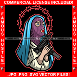 Blessed Forever Dripping Sexy Gangster Woman Red Lips Wearing Ski Mask Machine Gun Hip Hop Rap Plug Street Hood Ghetto Swag Thug Hustler Hustling Famous Hustle Baller Trapper Art Graphic Design Logo T-Shirt Print Printing JPG PNG SVG Vector Cut File