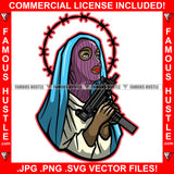 Blessed Forever Dripping Sexy Gangster Woman Red Lips Wearing Ski Mask Machine Gun Hip Hop Rap Plug Street Hood Ghetto Swag Thug Hustler Hustling Famous Hustle Baller Trapper Art Graphic Design Logo T-Shirt Print Printing JPG PNG SVG Vector Cut File