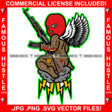 Fuck The World Gangster Angel Wings Red Ski Mask Machine Gun Naked Thunder Cloud Hip Hop Rap Plug Trap Street Ghetto Swag Thug Hustler Hustling Famous Hustle Baller Trapper Art Graphic Design Logo T-Shirt Print Printing JPG PNG SVG Vector Cut File