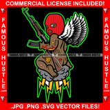 Fuck The World Gangster Angel Wings Red Ski Mask Machine Gun Naked Thunder Cloud Hip Hop Rap Plug Trap Street Ghetto Swag Thug Hustler Hustling Famous Hustle Baller Trapper Art Graphic Design Logo T-Shirt Print Printing JPG PNG SVG Vector Cut File