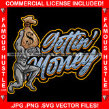 Gettin' Money Gangster Street Man Statue Huge Cash Money Bag Hip Hop Rap Rapper Plug Trap Street Hood Ghetto Swag Thug Hustler Hustling Famous Hustle Baller Trapper Quote Art Graphic Design Logo T-Shirt Print Printing JPG PNG SVG Vector Cut File