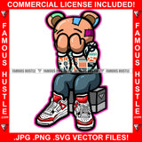 Misunderstood Gangster Teddy Bear Sitting Sad Covering Eyes Patches Stitches Sneakers Hip Hop Rap Rapper Plug Trap Street Hood Ghetto Swag Thug Hustler Hustling Famous Hustle Art Graphic Design Logo T-Shirt Print Printing JPG PNG SVG Vector Cut File