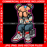 Misunderstood Gangster Teddy Bear Sitting Sad Covering Eyes Patches Stitches Sneakers Hip Hop Rap Rapper Plug Trap Street Hood Ghetto Swag Thug Hustler Hustling Famous Hustle Art Graphic Design Logo T-Shirt Print Printing JPG PNG SVG Vector Cut File