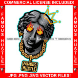 Burn Man Face Statue Eyes Fire Gold Jewelry Necklace Tattoo Hip Hop Rap Hustler Drip Trap Hood Thug Street Mafia Mob Ghetto Famous Hustle Art Graphic Design Logo T-Shirt Print Printing JPG PNG SVG Vector Cut File