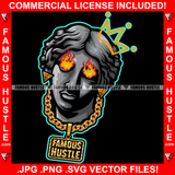 Burn Man Face Statue Eyes Fire Gold Jewelry Necklace Tattoo Hip Hop Rap Hustler Drip Trap Hood Thug Street Mafia Mob Ghetto Famous Hustle Art Graphic Design Logo T-Shirt Print Printing JPG PNG SVG Vector Cut File