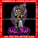 Hail Trap Street Demon Beautiful Lady Statue Wings Eyes Red Dripping Gangster Gold Jewelry Gun Dollar Sign Tattoo Hip Hop Rap Drip Hood Street Mafia Mob Ghetto Famous Hustle Quote Art Graphic Design Logo T-Shirt Print Printing JPG PNG SVG Vector Cut File