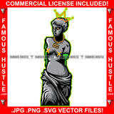 Street Demon Beautiful Lady Statue Nude Nacked Gangster Gold Jewelry Cut Arms Dripping Eyes Drip Tattoo Hip Hop Rap Drip Hood Street Mafia Mob Ghetto Famous Hustle Art Graphic Design Logo T-Shirt Print Printing JPG PNG SVG Vector Cut File