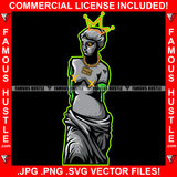 Street Demon Beautiful Lady Statue Nude Nacked Gangster Gold Jewelry Cut Arms Dripping Eyes Drip Tattoo Hip Hop Rap Drip Hood Street Mafia Mob Ghetto Famous Hustle Art Graphic Design Logo T-Shirt Print Printing JPG PNG SVG Vector Cut File