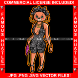 Boss Sexy Female Teddy Bear Wearing Hot Glamorous Black Short Dress Hand Bag Hair Rollers Gold Jewelry Chain Pretty Hip Hop Swag Hustling Savage Flex Drip Famous Pinup Pin Up Art Graphic Design Logo T-Shirt Print Printing JPG PNG SVG Vector Cut File