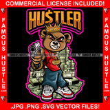 Hustler Gangster Angry Mean Face King Teddy Bear Pistol Gun Gold Jewelry Hip Hop Cap Rap Rich Rapper Stacks Cash Money Trap Plug Hood Ghetto Swag Thug Boss Gangsta Quote Art Graphic Design Logo T-Shirt Print Printing JPG PNG SVG Vector Cut File
