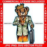 Move In Silence King Gangster Teddy Bear Dollar Sign Eye Crown $100 Bill Pattern Outfit Briefcase Gold Jewelry Hip Hop Rap Plug Trap Street Hustler Drip Rich Art Graphic Design Logo T-Shirt Print Printing JPG PNG SVG Vector Cut File