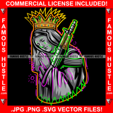 Hail Trap Queen Merry Statue Thank You Machine Gun Eyes Dripping Hip Hop Rap Rapper Plug Trap Hustler Hustling Sauce Dope Mob Slum Goon Smoke Gang Member Thug Boss Art Graphic Design Logo T-Shirt Print Printing JPG PNG SVG Vector Cut File